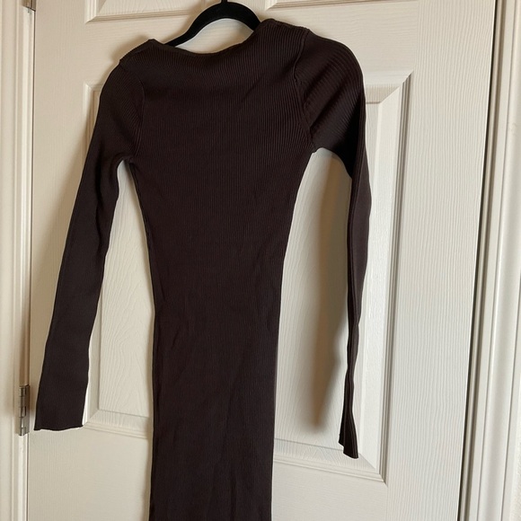 ZARA BROWN FITTED HOOK CLOSURE KNIT DRESS Size small - Picture 9 of 13